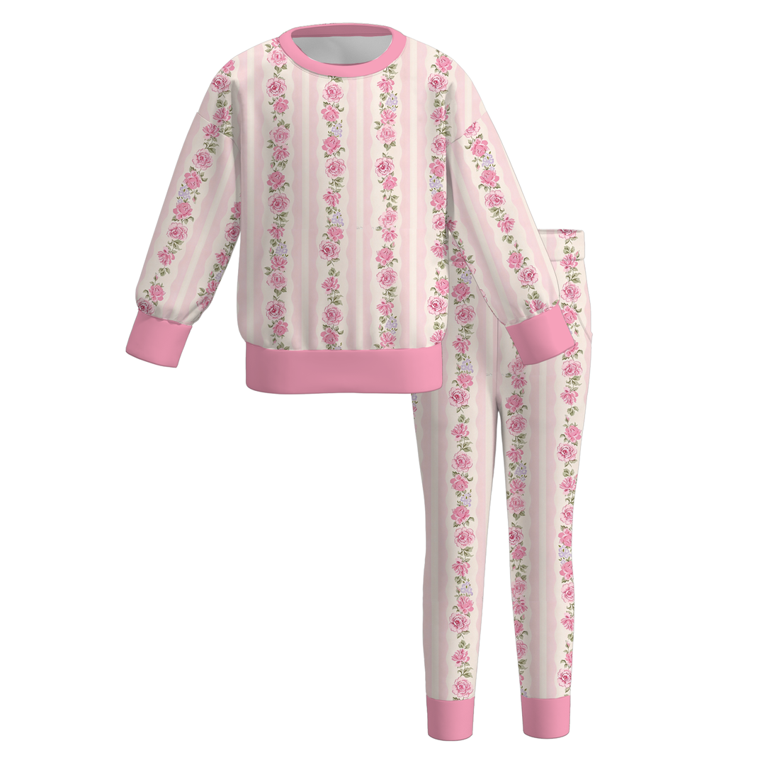 Girls Floral Sweatshirt & Leggings Set Loungewear Set