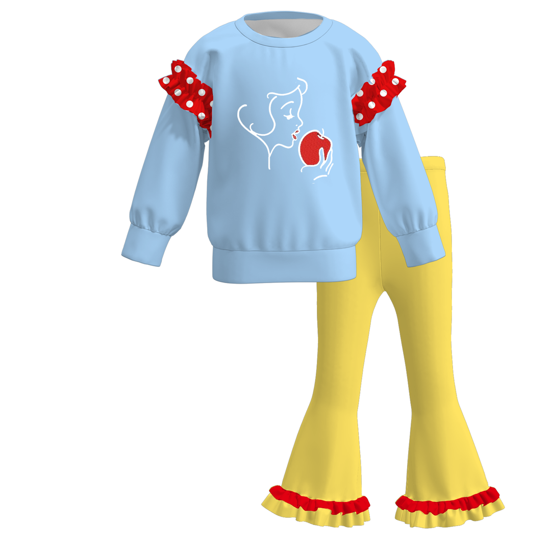 Girls Princess Graphic Sweatshirt and Flared Pants Set