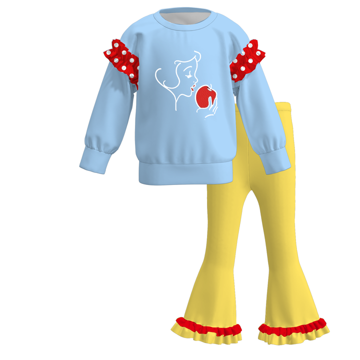 Girls Princess Graphic Sweatshirt and Flared Pants Set