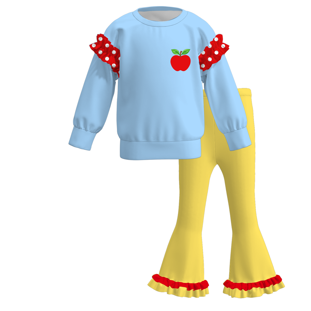 Girls Princess Graphic Sweatshirt and Flared Pants Set