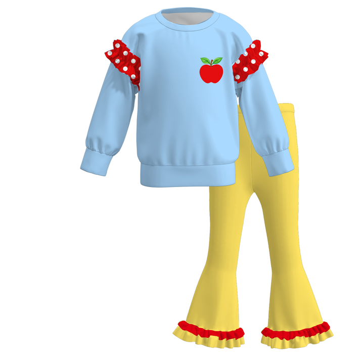 Girls Princess Graphic Sweatshirt and Flared Pants Set
