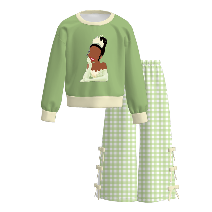 Girls Princess Graphic Sweatshirt and Wide Leg Pants Set