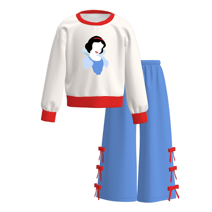 Girls Princess Graphic Sweatshirt and Wide Leg Pants Set