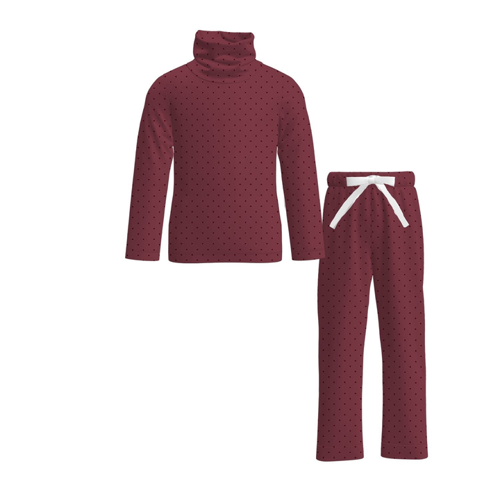 Girls Turtleneck Polka Dot Sweatshirt and Pants Set
