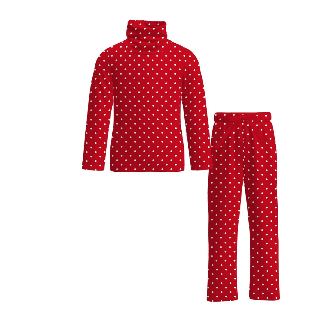 Girls Turtleneck Polka Dot Sweatshirt and Pants Set