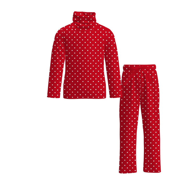 Girls Turtleneck Polka Dot Sweatshirt and Pants Set