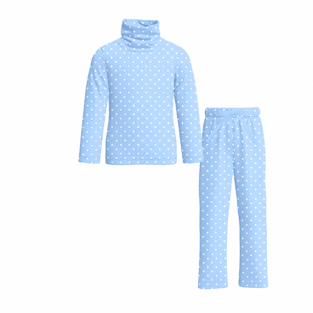 Girls Turtleneck Polka Dot Sweatshirt and Pants Set