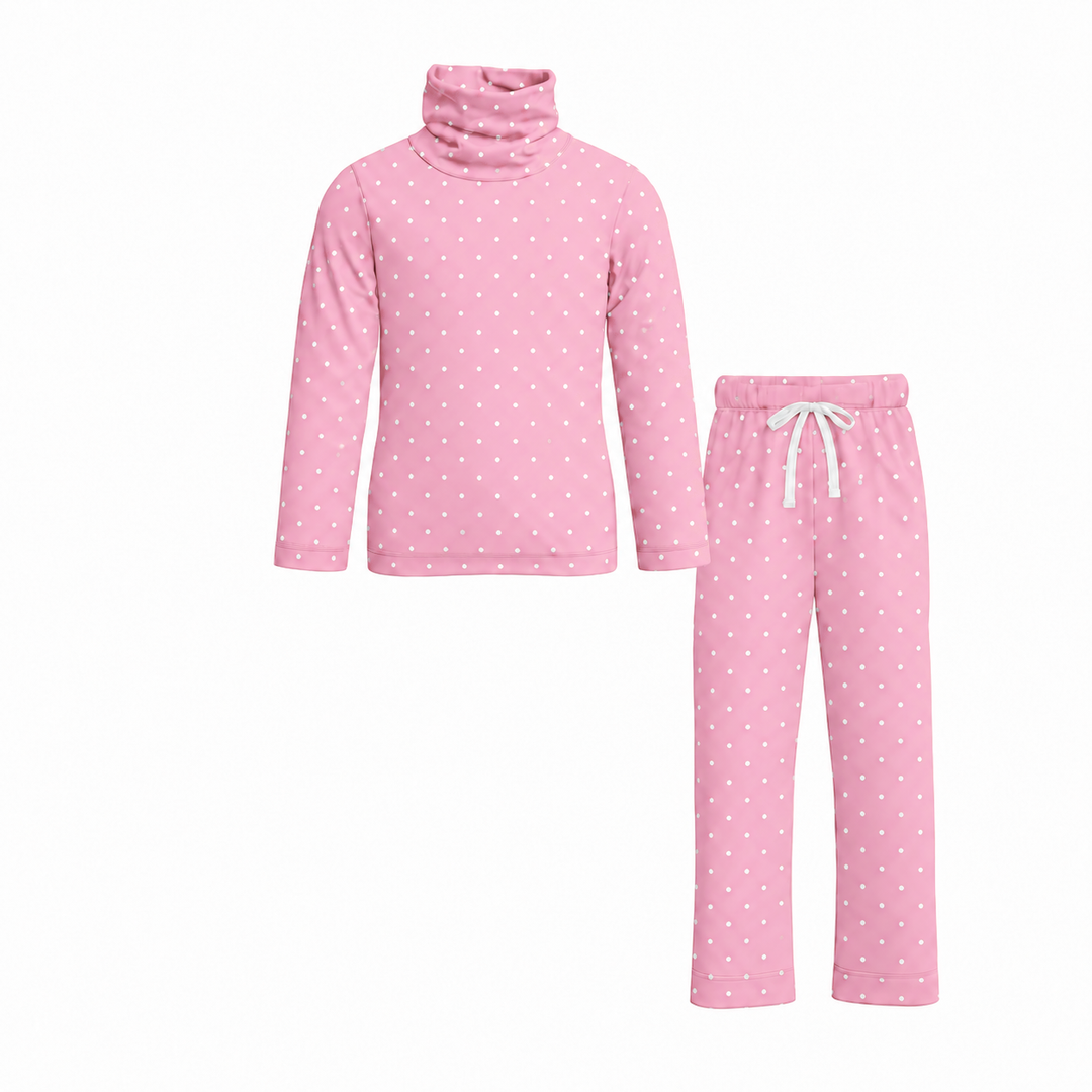 Girls Turtleneck Polka Dot Sweatshirt and Pants Set