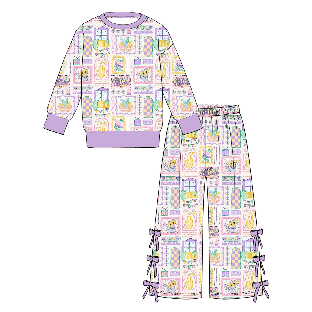 Mardi Gras Kids Sweatshirt and Pants Set