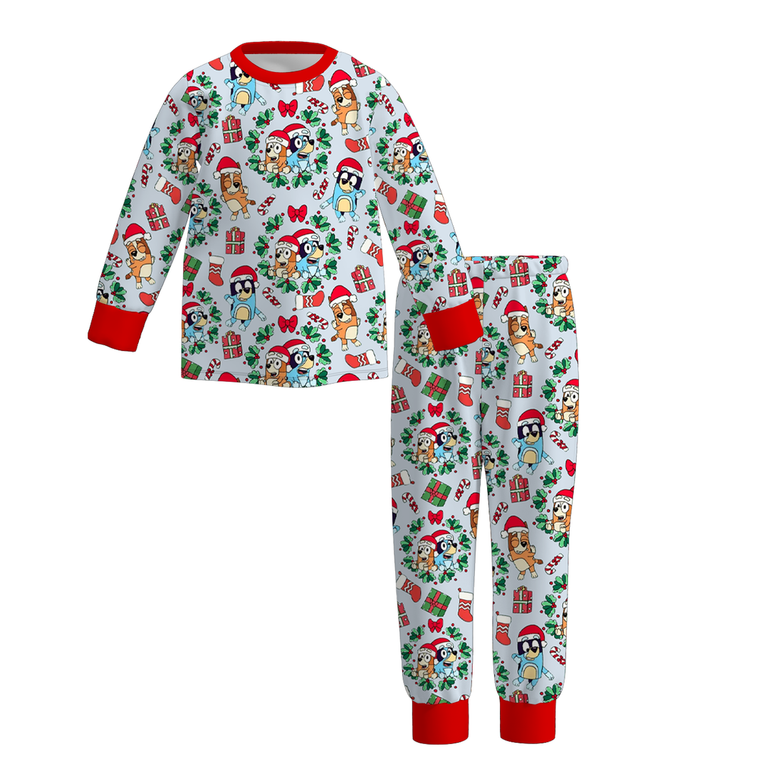 Christmas themed sibling pajamas sleepwear set for boys girls