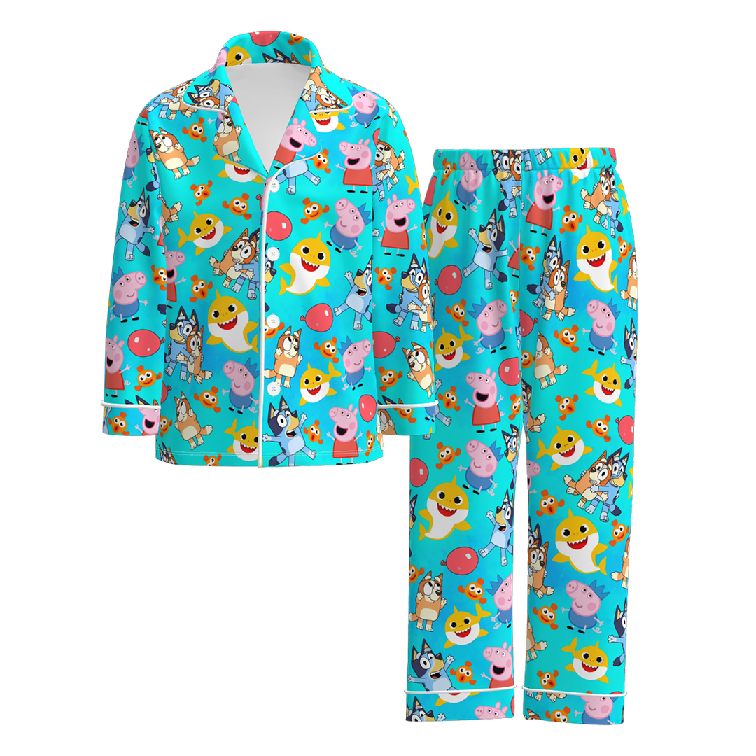 Christmas cartoon printed pajamas set for boys