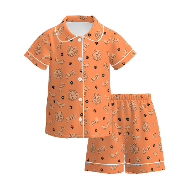 Halloween bow printed pajamas set for girls