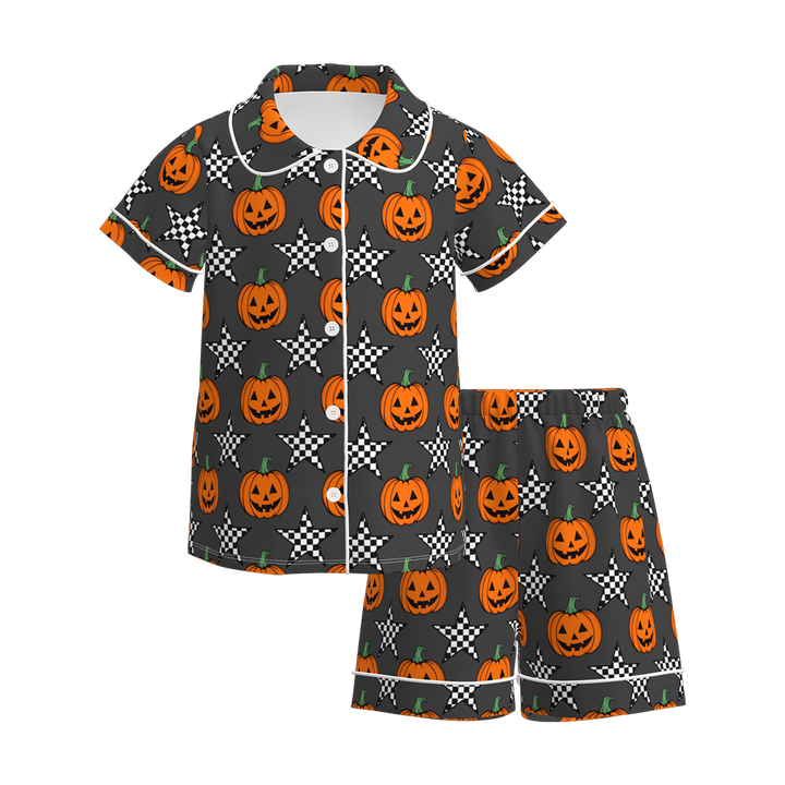 Halloween bow printed pajamas set for girls