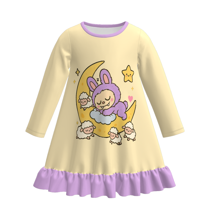 Labubu cute printed nightgown for girls