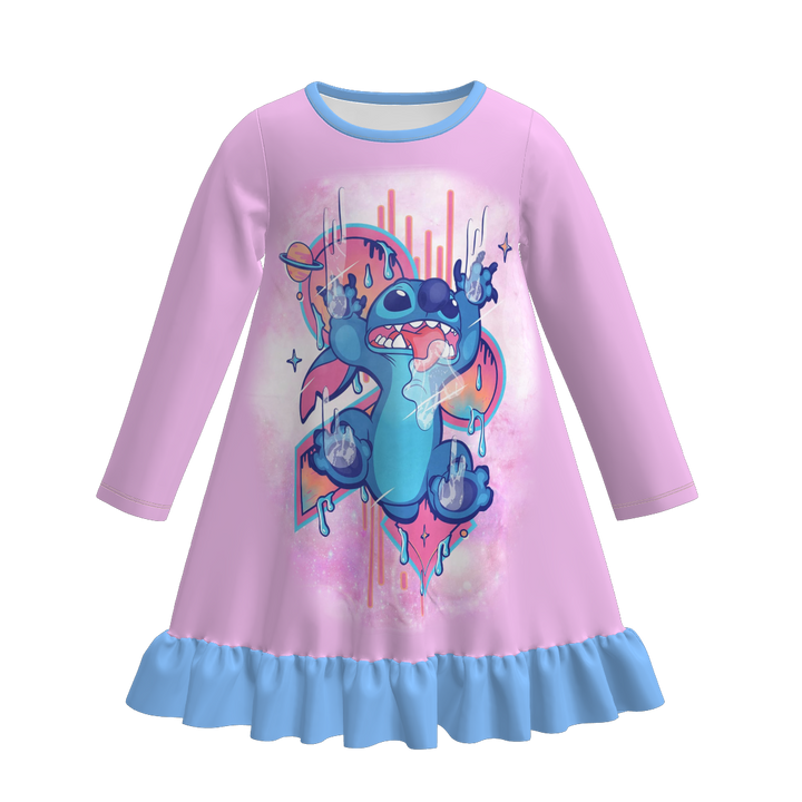 Labubu cute printed nightgown for girls