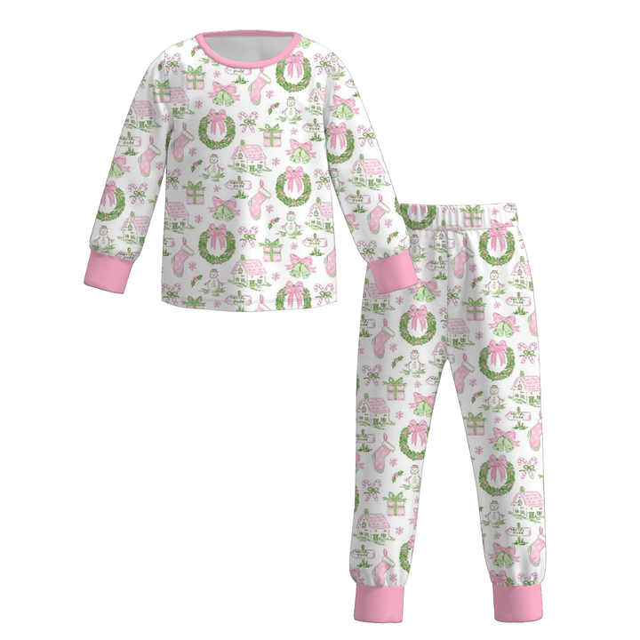 All-over printed Christmas sleepwear set pajamas