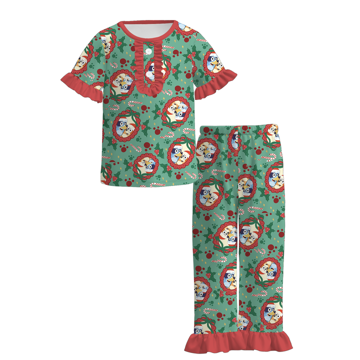All-over bluey printed Christmas pajamas sleepwear set