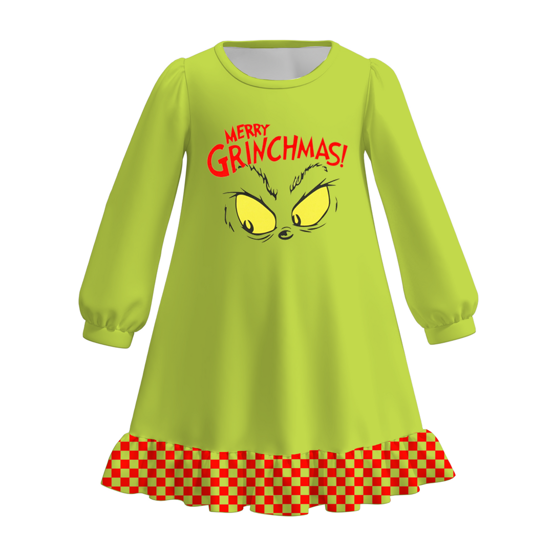 Christmas grinch themed sibling pajamas sleepwear set