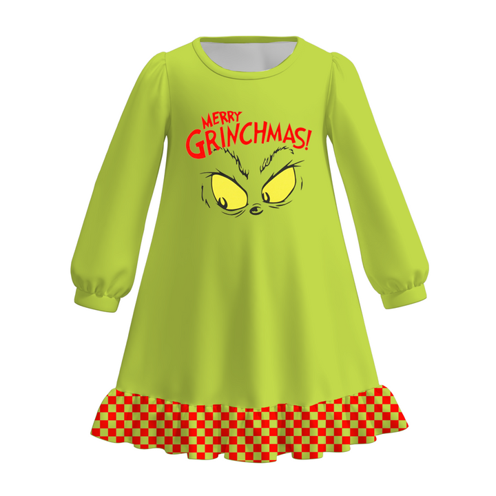 Christmas grinch themed sibling pajamas sleepwear set