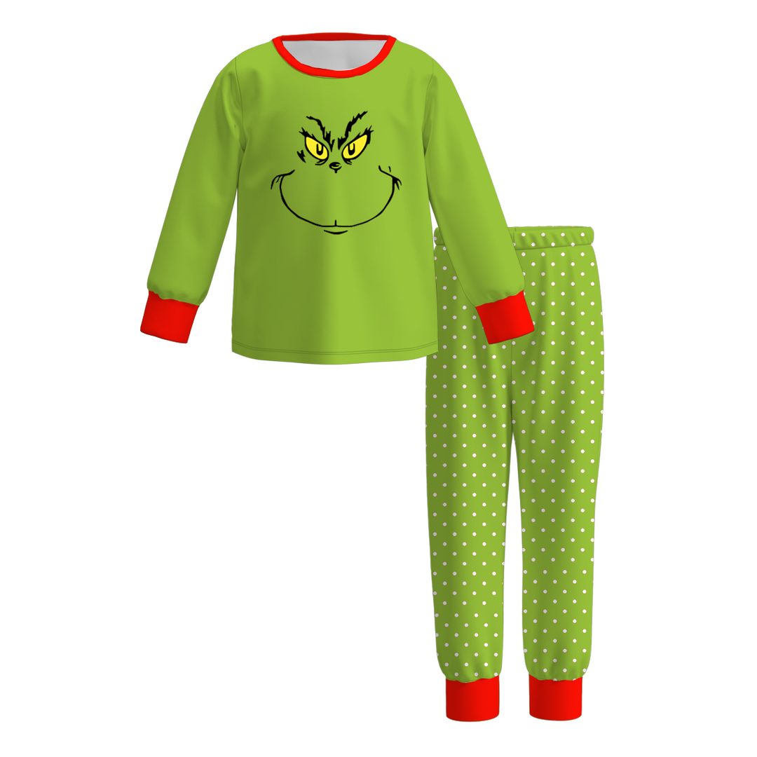 Christmas grinch themed sisters sibling pajamas sleepwear set