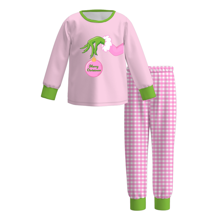 Christmas grinch themed sisters sibling pajamas sleepwear set