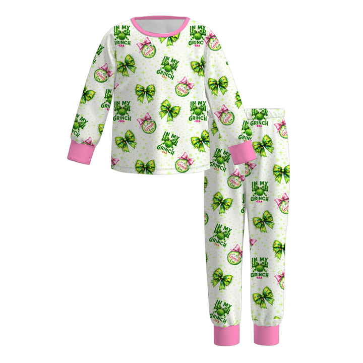 Christmas grinch themed sisters sibling pajamas sleepwear set