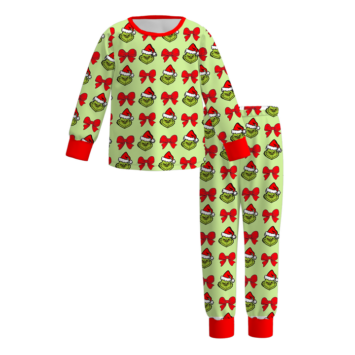 Christmas grinch themed sisters sibling pajamas sleepwear set