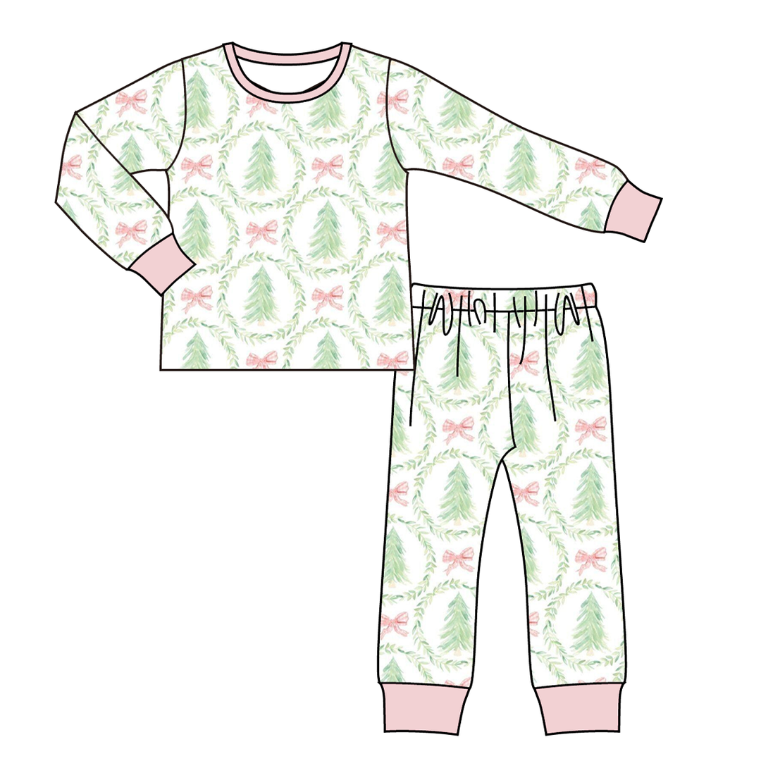 All-over printed Christmas sleepwear set pajamas for girls