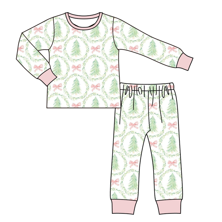 All-over printed Christmas sleepwear set pajamas for girls