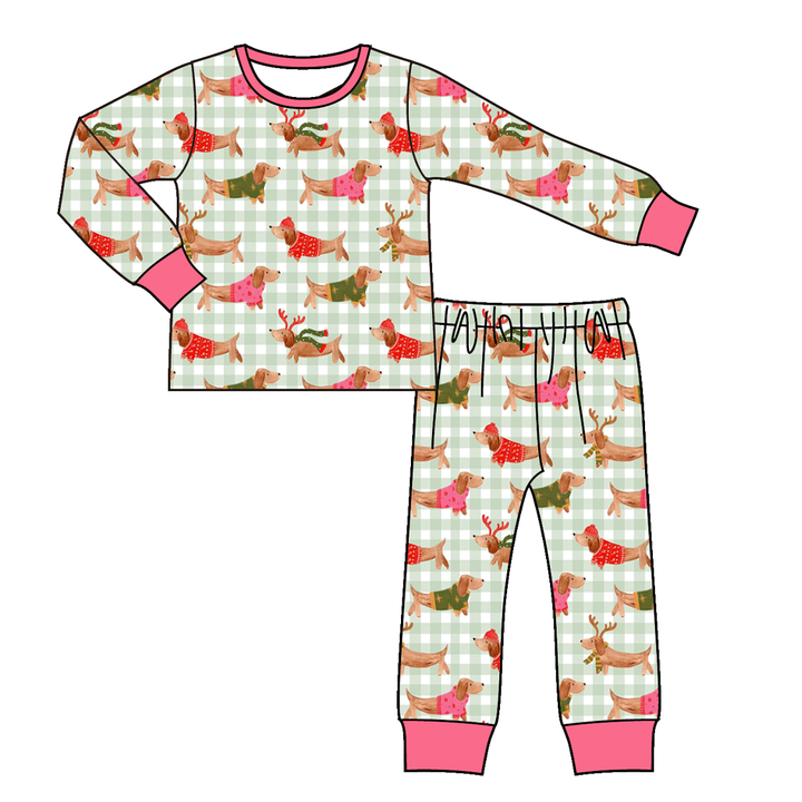 All-over printed Christmas sleepwear set pajamas for girls