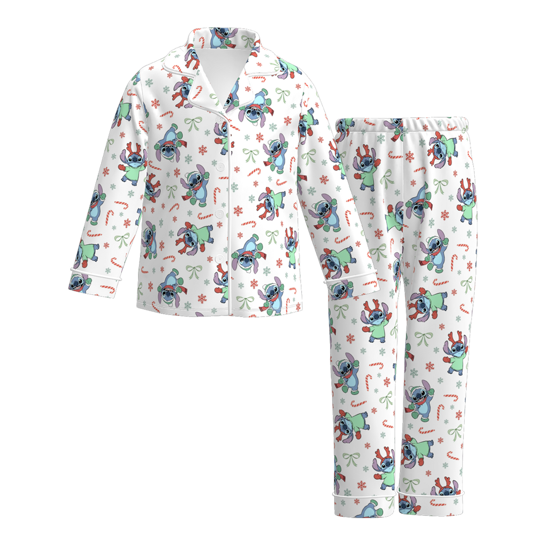 Christmas cartoon grinch printed pajamas set for girls