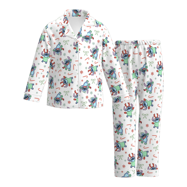 Christmas cartoon grinch printed pajamas set for girls