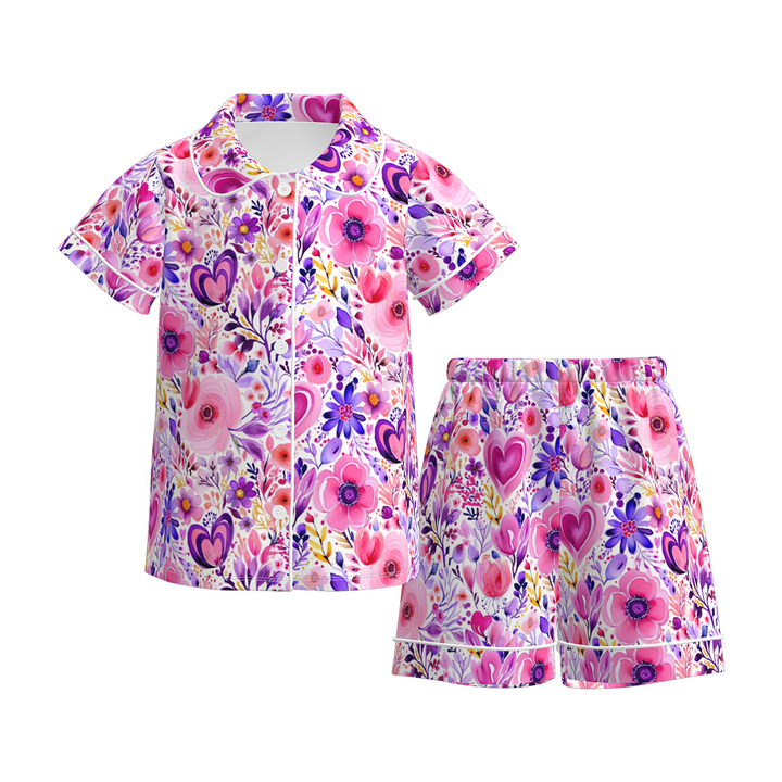 Valentine’s floral all-over printed short sleeve Pajamas set