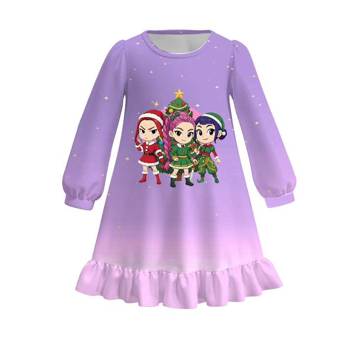 Christmas KPop Demon Hunters printed nightgown for girls