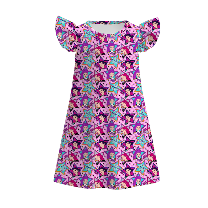 Girls KDH K-pop inspired printed nightgown dress