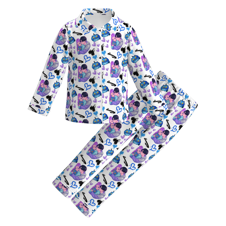 KDH K-pop inspired printed long sleeve pajamas set for girls