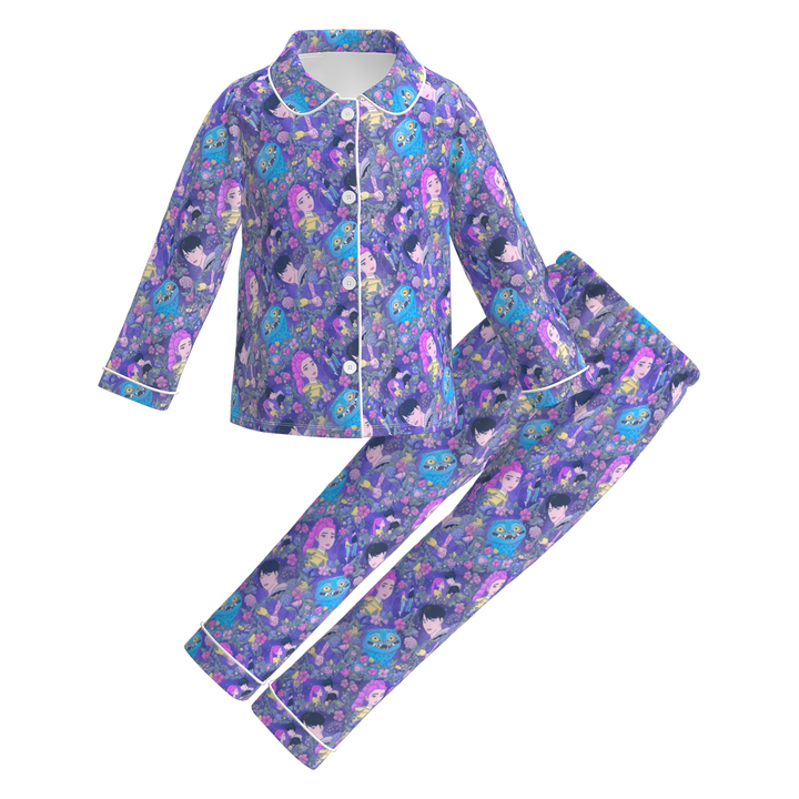 KDH K-pop inspired printed long sleeve pajamas set for girls