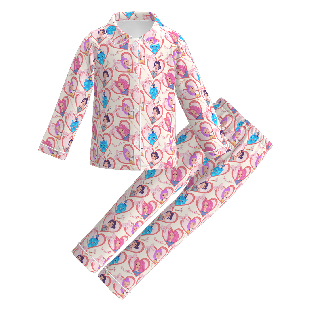 KDH K-pop inspired printed long sleeve pajamas set for girls