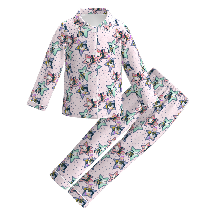 KDH K-pop inspired printed long sleeve pajamas set for girls
