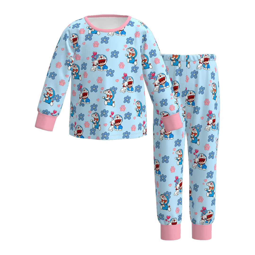Girls cartoon character printed cute pajamas set