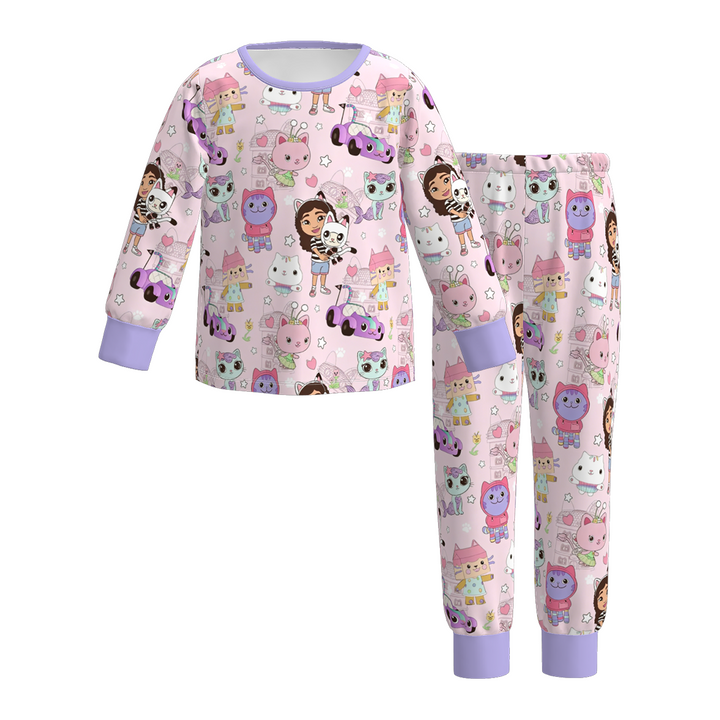 Girls cartoon character printed cute pajamas set