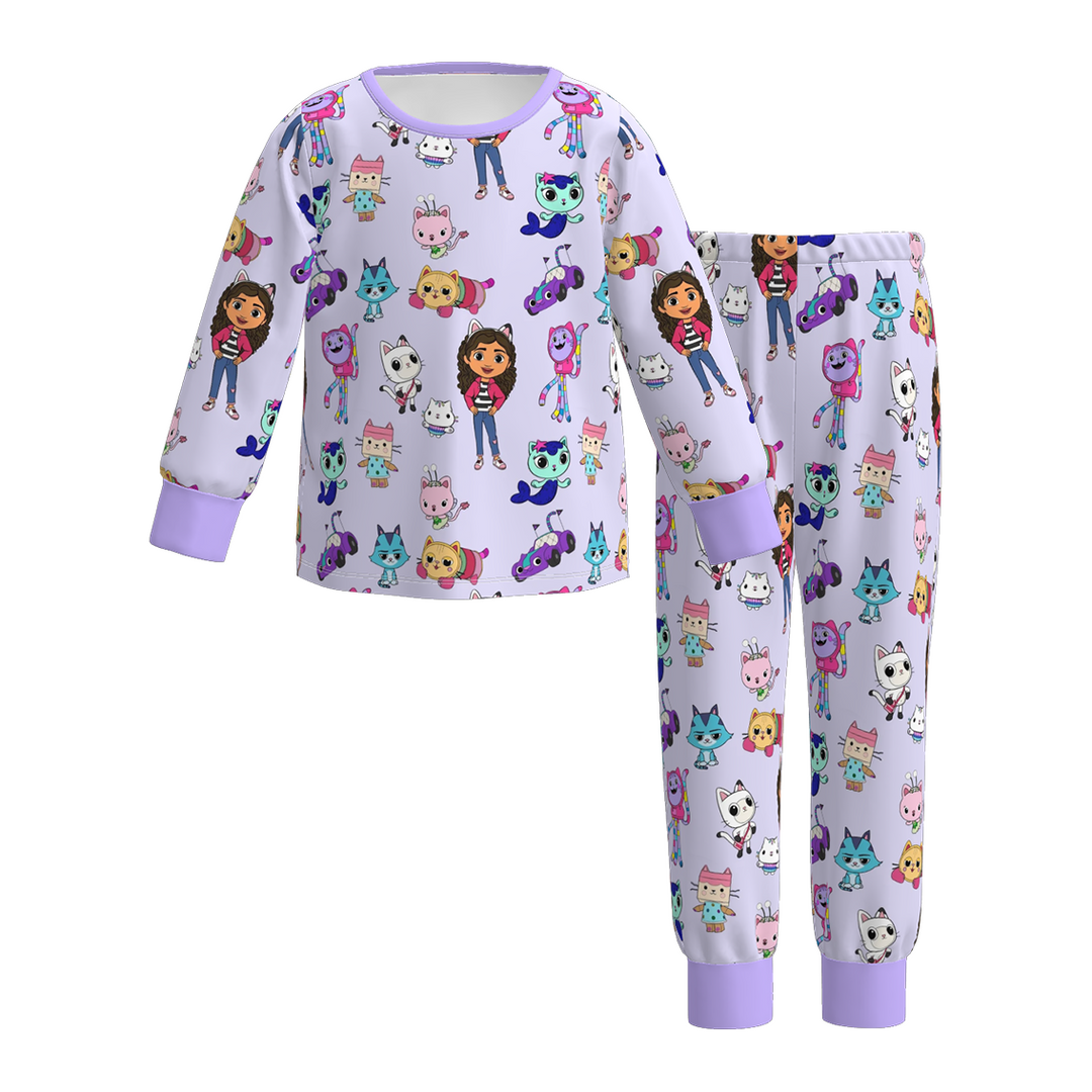 Girls cartoon character printed cute pajamas set