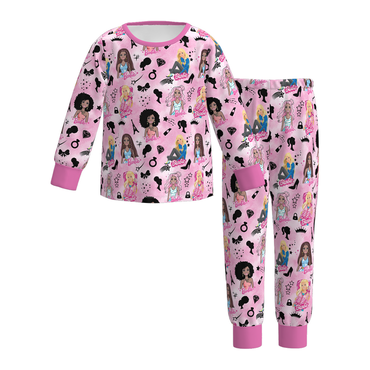 Girls cartoon character printed cute pajamas set