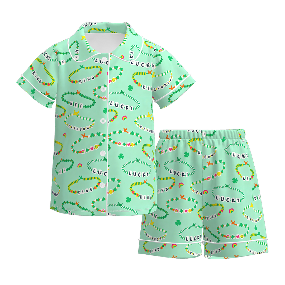 St. Patrick's Day short sleeve sleepwear set for girls