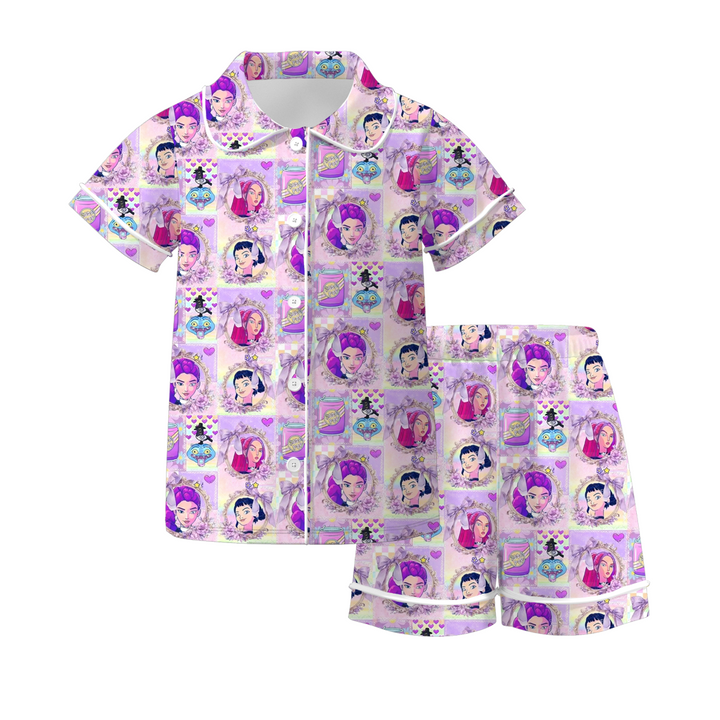 Girls' KDH K-pop inspired printed pajamas sleepwear set