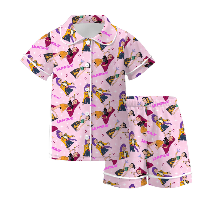 Girls' KDH K-pop inspired printed pajamas sleepwear set