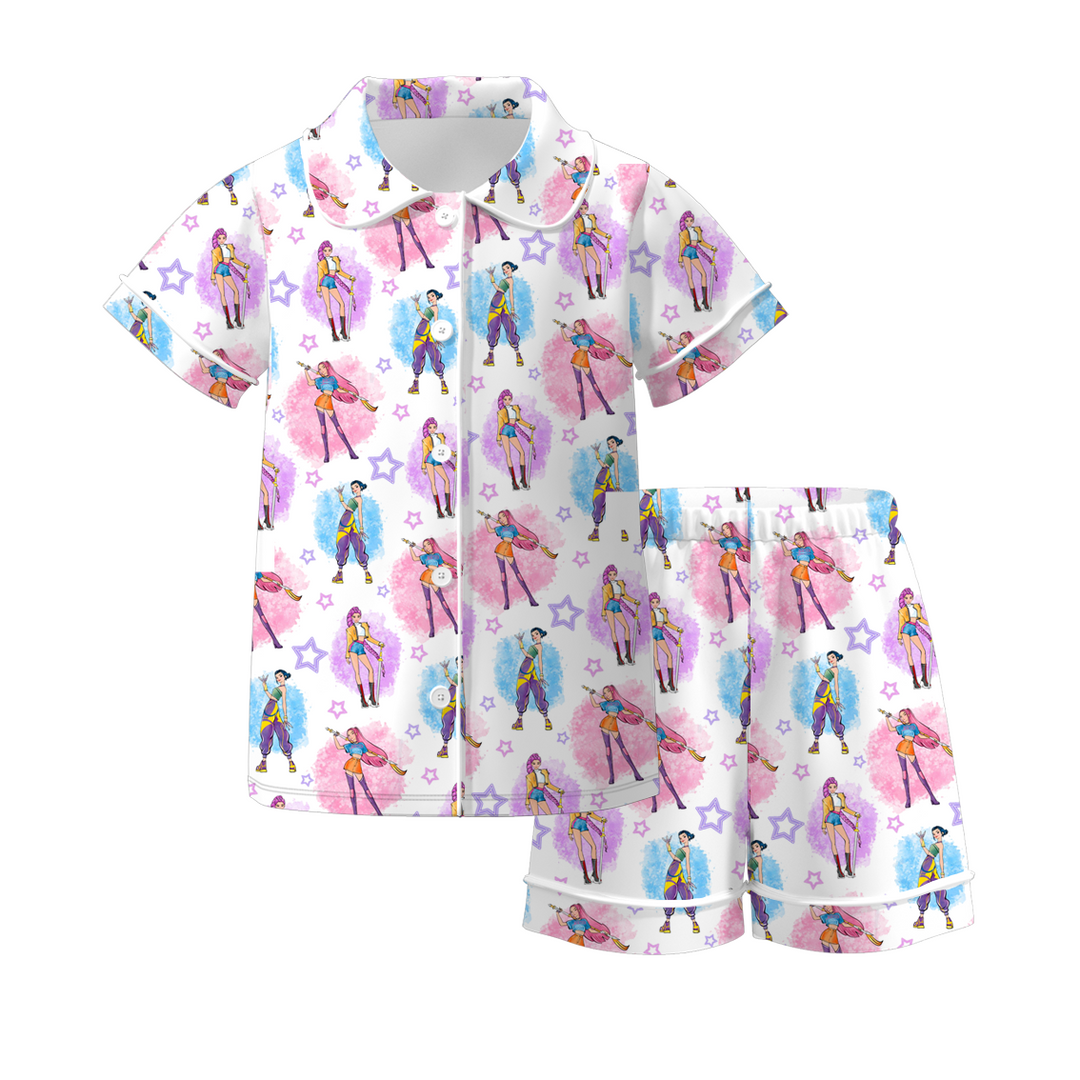 Girls' KDH K-pop inspired printed pajamas sleepwear set