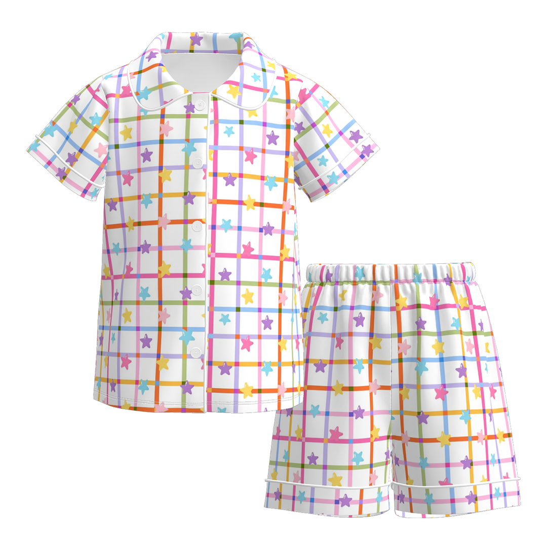 Pastel star print sister outfits Easter colorful dress