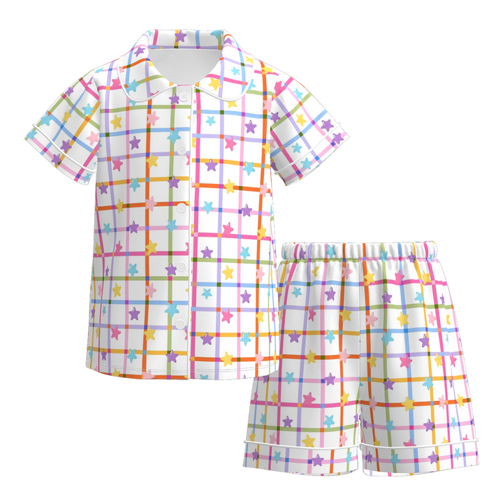 Pastel star print sister outfits Easter colorful dress