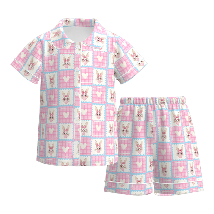 Easter cute all-over printed pajamas set for girls